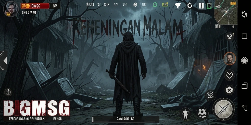 Screenshot menampilkan suasana menyeramkan dalam gameplay BIGMSG.