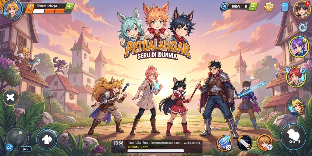 Screenshot gameplay ID66 menunjukkan aksi dan karakter anime yang menawan.