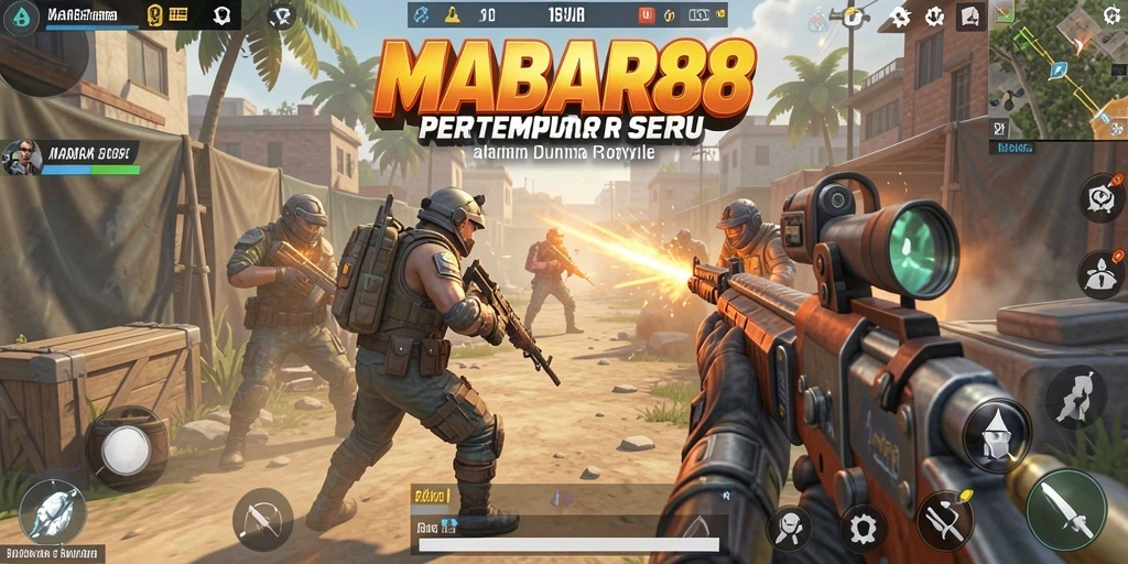 Screenshot gameplay MABAR88 yang menunjukkan pertarungan intens di arena Battle Royale.