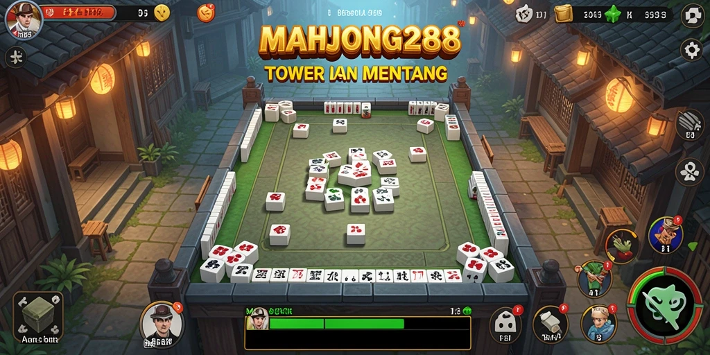 Tampilan menarik dari gameplay Tower Defense MAHJONG288.