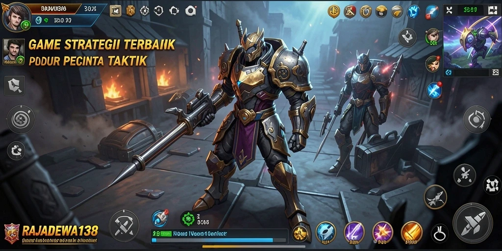 Screenshot gameplay RAJADEWA138 menampilkan pertempuran strategis yang seru.