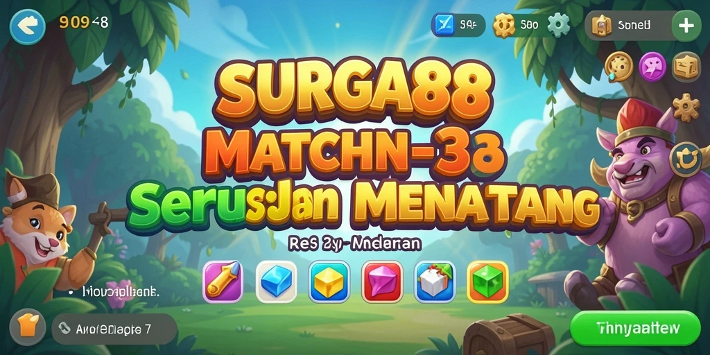 Tampilan gameplay SURGA88 yang menawan dengan elemen Match-3.